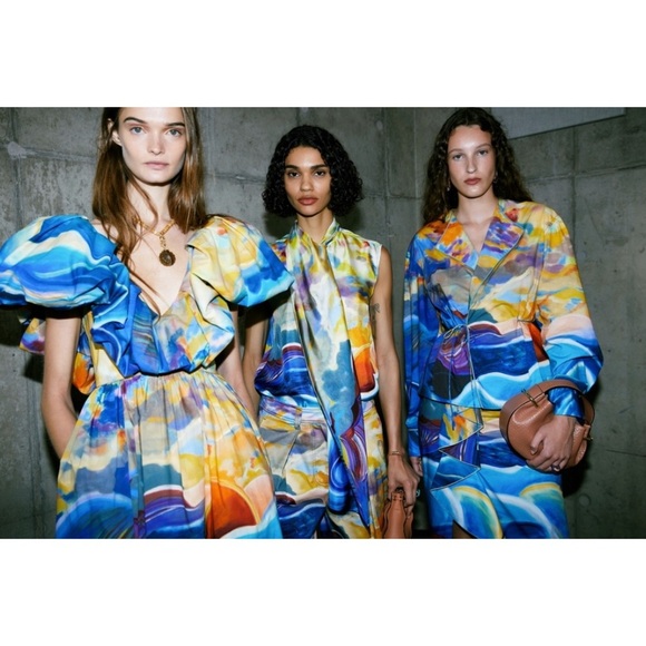 ULLA JOHNSON Holland wrap jacket Nora skirt set multicolor watercolor sz 4 new - Picture 3 of 16